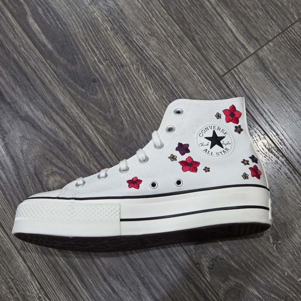 Converse Chuck Taylor Lift Platform Sneakers 10 Embroidered Flowers High Top - Picture 5 of 12